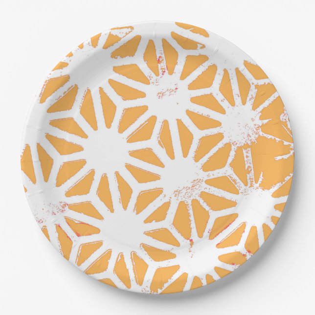 Assiettes En Carton Motif géométrique jaune (Devant)