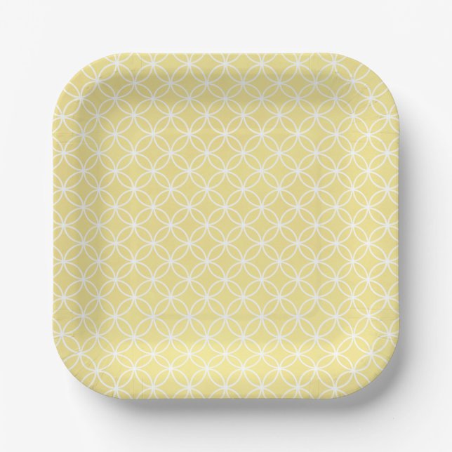 Assiettes En Carton Motif géométrique moderne Sunny Pastel Jaune (Recto)