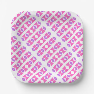 Assiettes En Carton Motif géométrique rose violet
