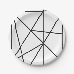 Assiettes En Carton Motif géométrique simple en noir et blanc
