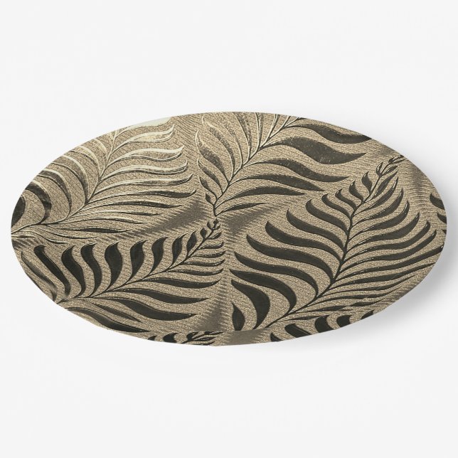 Assiettes En Carton Motif Gold Leaf (Angle)