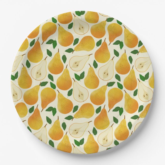 Assiettes En Carton Motif Golden Pears (Devant)