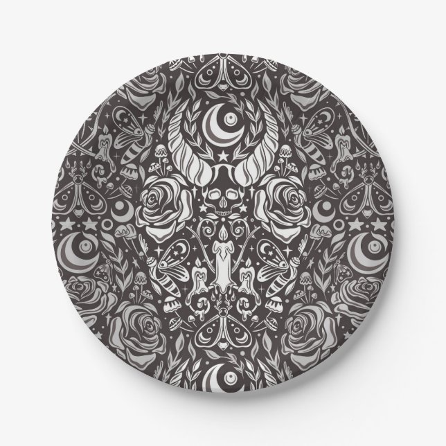 Assiettes En Carton Motif gothique monochrome (Devant)