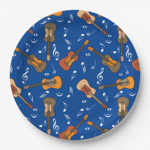 Assiettes En Carton Motif Guitare Music Notes