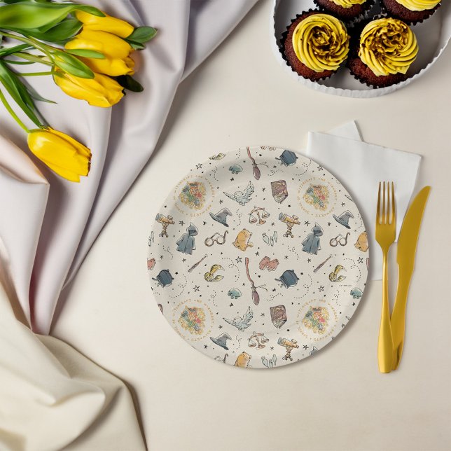 Assiettes En Carton Motif Harry Potter Icons - Baby shower (Plate on table)