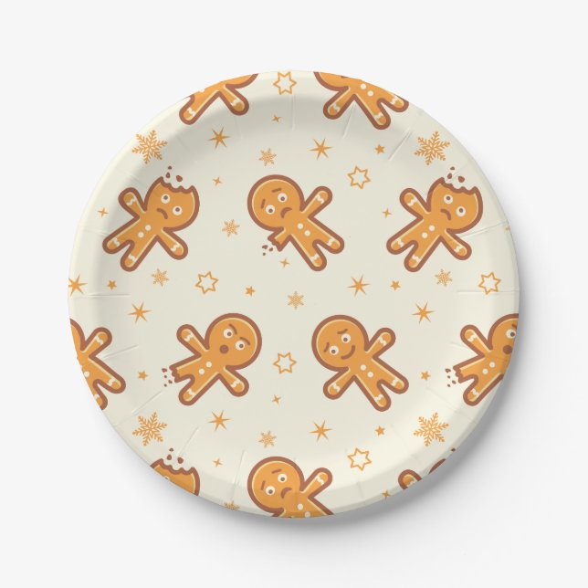 Assiettes En Carton Motif homme de pain d'épices (Devant)