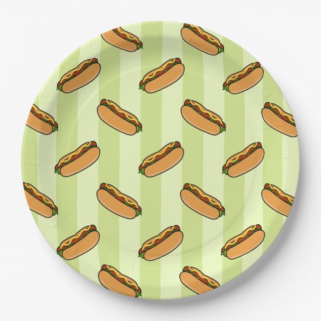 Assiettes En Carton Motif Hot Dog (Devant)