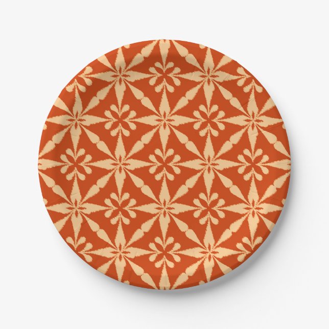 Assiettes En Carton Motif Ikat Star - Mandarin Orange (Devant)