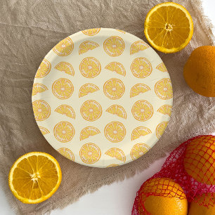 Assiettes En Carton Motif illustré de tranches de fruits d'agrumes ora