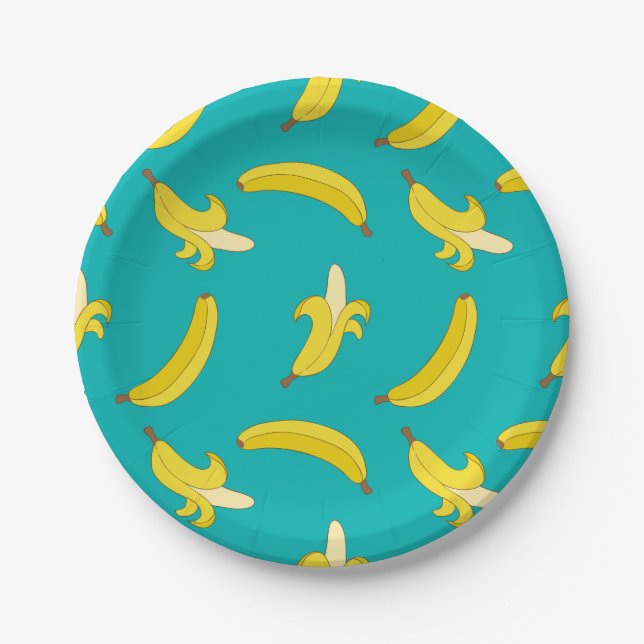 Assiettes En Carton Motif illustré par bananes allé drôle (Devant)