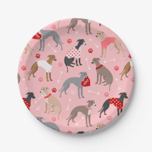 Assiettes En Carton Motif italien Greyhound Valentine