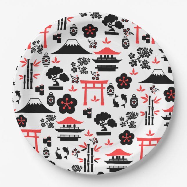Assiettes En Carton Motif japonais (Devant)