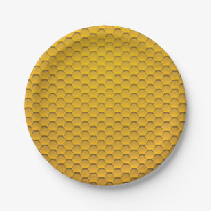 Assiettes En Carton Motif jaune de nid d'abeilles