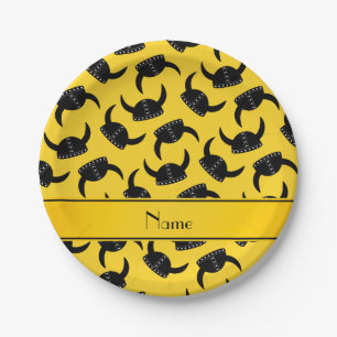 Assiettes En Carton Motif jaune nommé personnalisé de casquette de