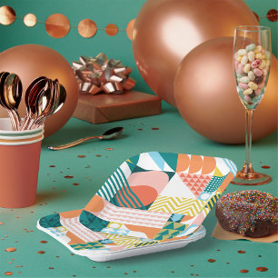 Assiettes En Carton Motif Jumble géométrique