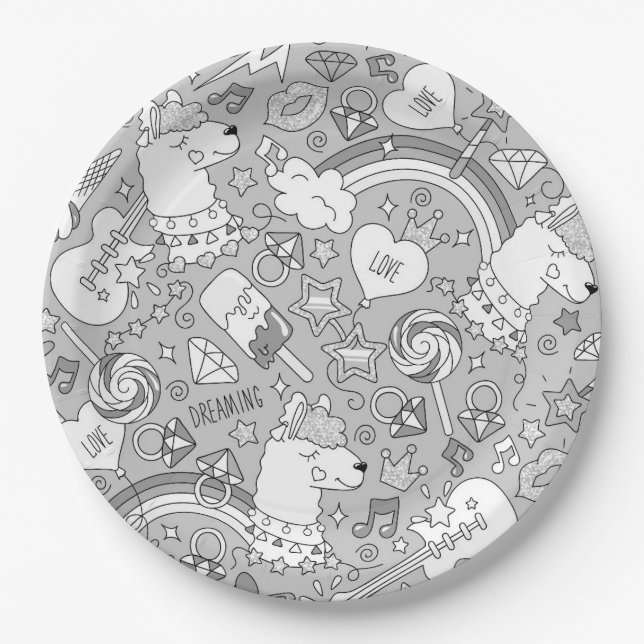 Assiettes En Carton motif lama 4 (Devant)