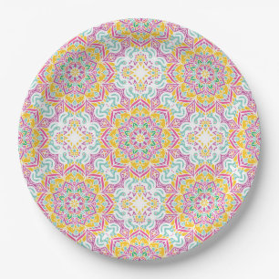 Assiettes En Carton Motif Mandala