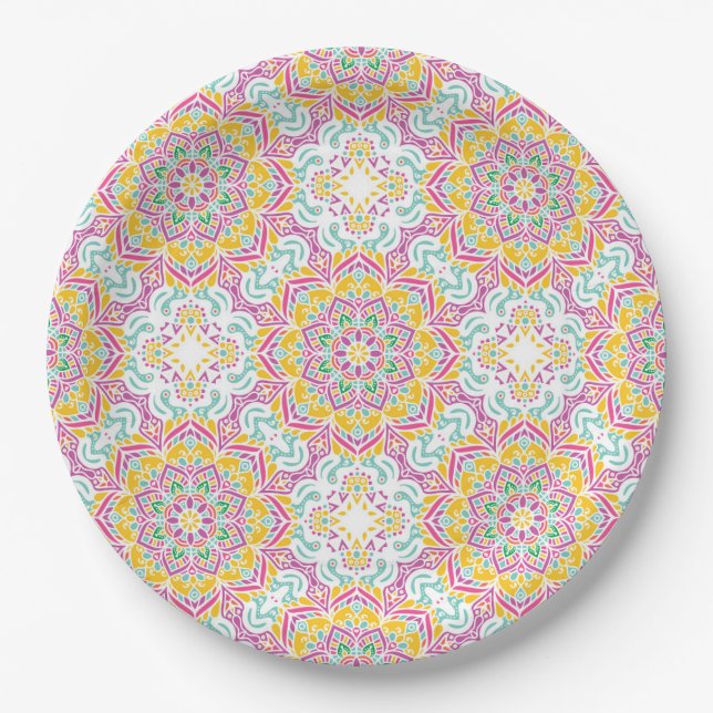 Assiettes En Carton Motif Mandala (Devant)