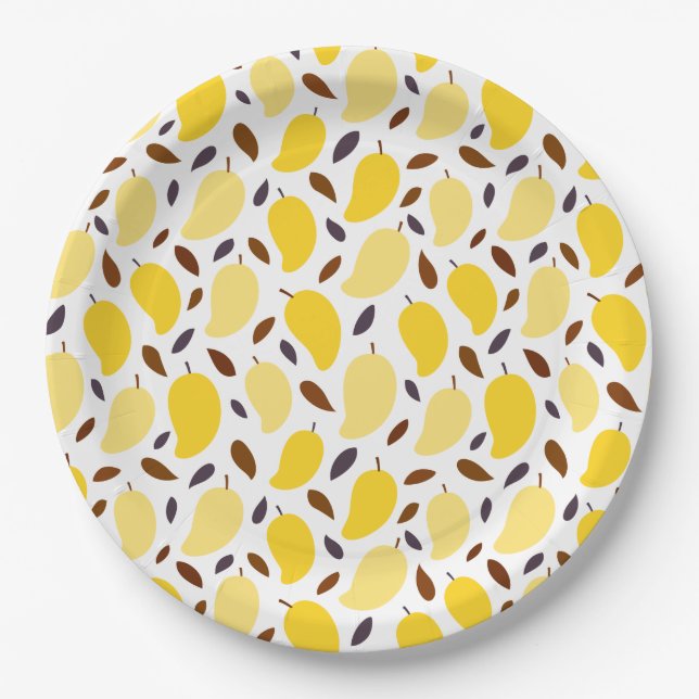 Assiettes En Carton Motif Mango jaune mou (Devant)