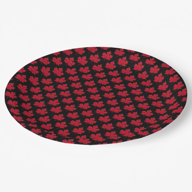 Assiettes En Carton Motif Maple Leaf (Angle)