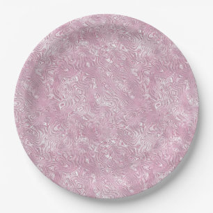 Assiettes En Carton Motif marbré Moire en soie en rose Dusty