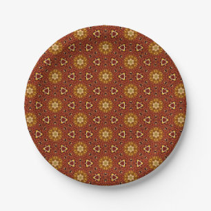 Assiettes En Carton Motif Masala Brun Jaune Piquant
