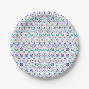 Assiettes En Carton Motif mexicain d'art populaire de tuile d'oiseau