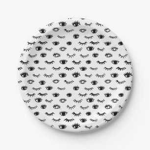Assiettes En Carton Motif mignon de cil de griffonnage