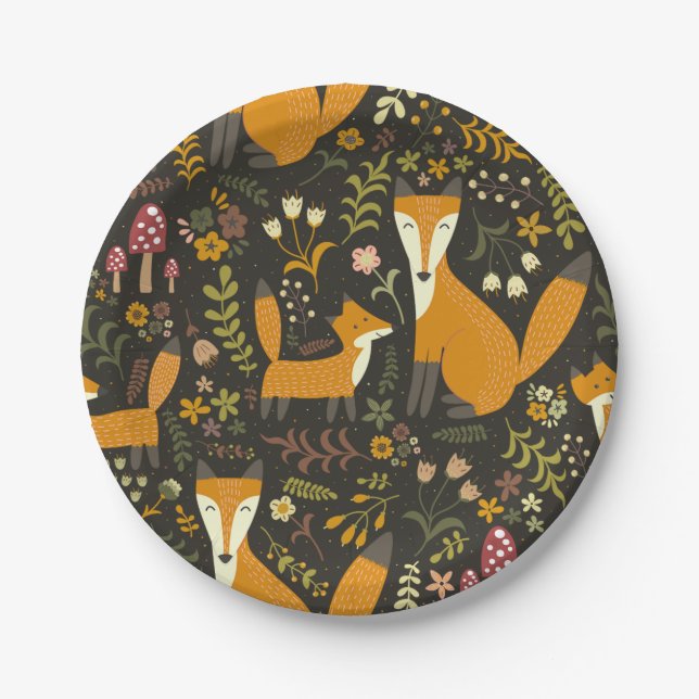 Assiettes En Carton Motif migre Woodland Fox (Devant)