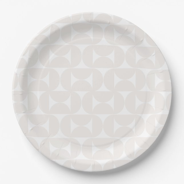 Assiettes En Carton Motif Moderne Du Milieu Du Siècle Pale Beige Et Bl (Devant)