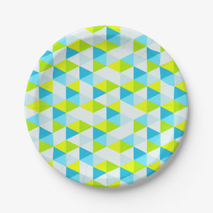 Assiettes En Carton Motif moderne géométrique de triangles vertes et
