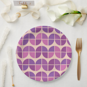 Assiettes En Carton Motif moderne géométrique violet du milieu du sièc
