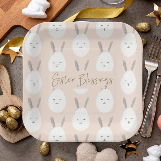 Assiettes En Carton Motif moderne Pastel Bunny Egg | Bénédictions de P (Créateur téléchargé)