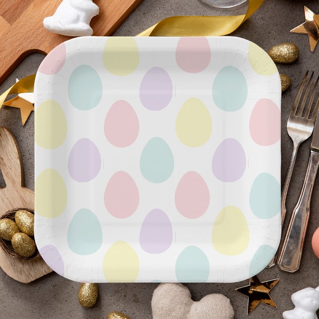 Assiettes En Carton Motif moderne Pastel Egg | Bonne Pâques (Créateur téléchargé)