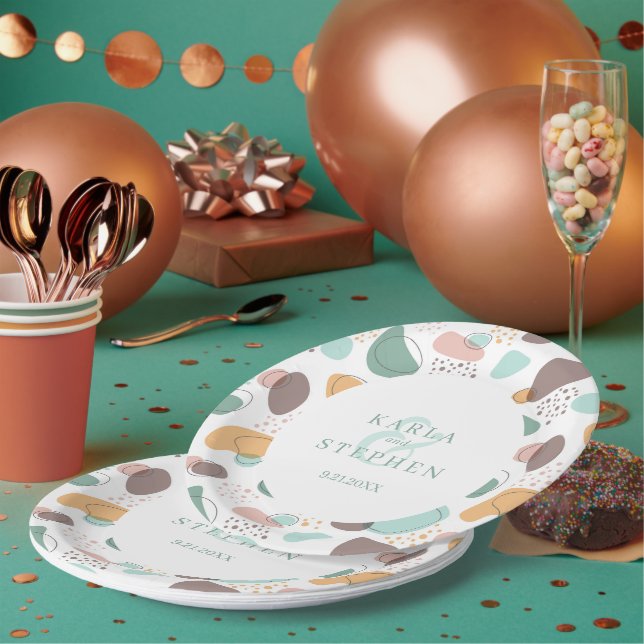 Assiettes En Carton Motif moderne sans couture (Multi)