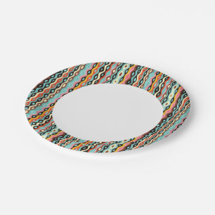 Assiettes En Carton motif multicolore Abstrait