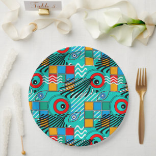 Assiettes En Carton Motif multicolore créatif abstrait moderne