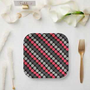Assiettes En Carton Motif multicolore Retro Soixante Pois gris
