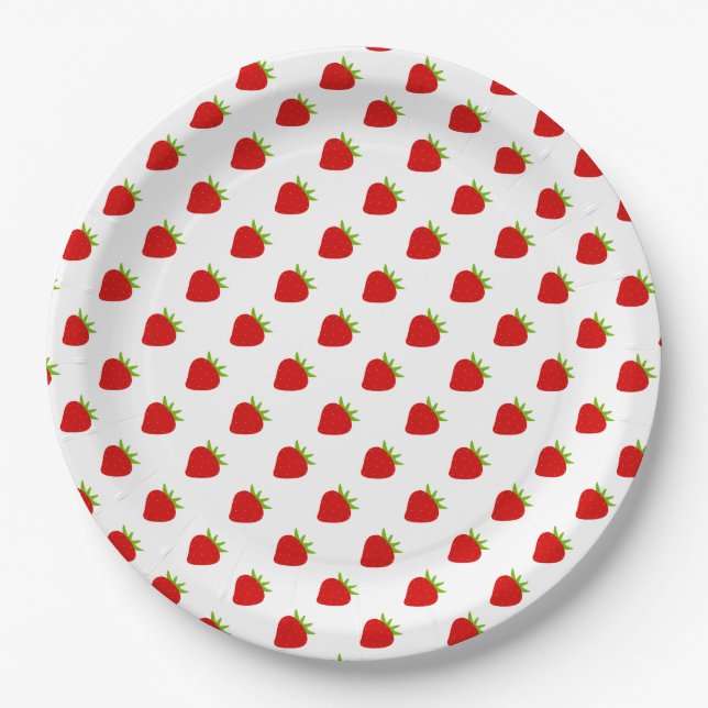 Assiettes En Carton Motif mûre fraise (Devant)