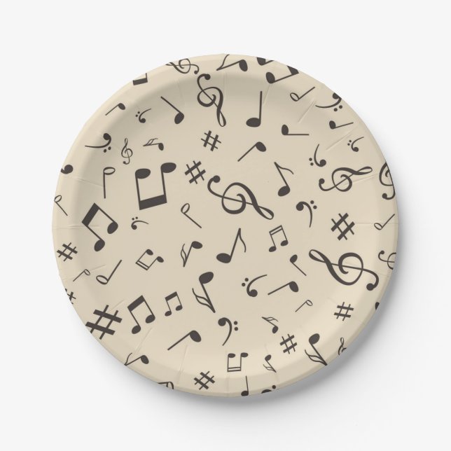 Assiettes En Carton Motif musical (Devant)