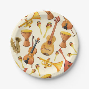 Assiettes En Carton Motif musical