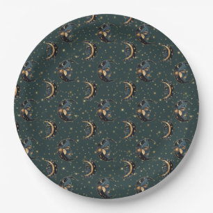 Assiettes En Carton Motif mystique de croissant de lune et d'étoiles