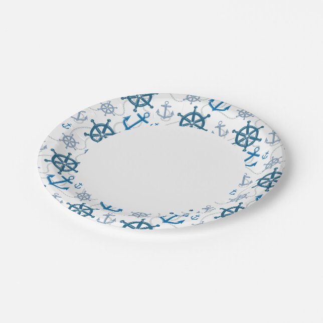 Assiettes En Carton motif nautique (Angle)
