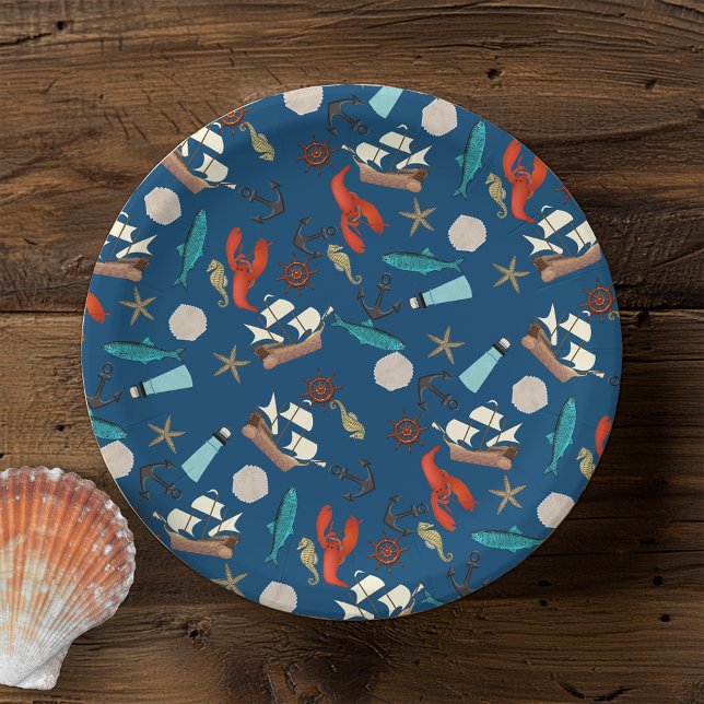 Assiettes En Carton Motif nautique (Créateur téléchargé)