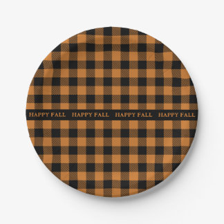 Assiettes En Carton motif noir orange happy fall
