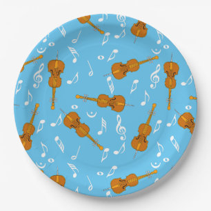 Assiettes En Carton Motif note musique cello