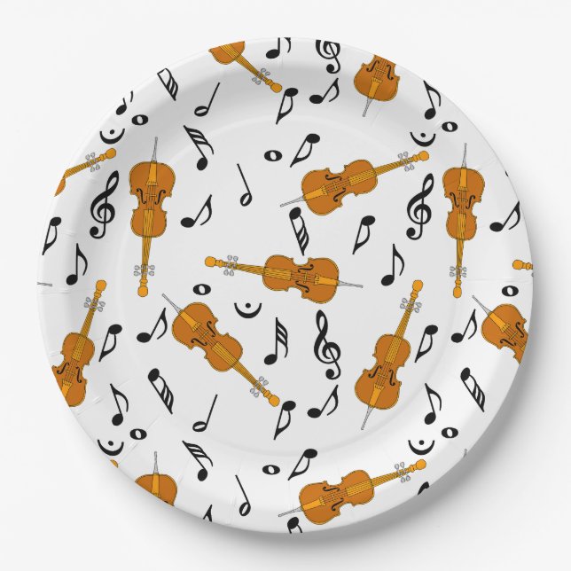 Assiettes En Carton Motif note musique cello (Devant)