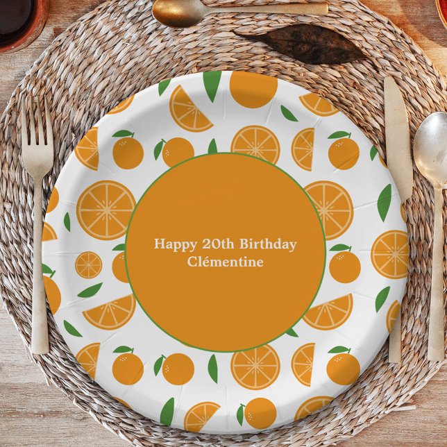 Assiettes En Carton Motif orange (Orange Pattern Paper Plates)