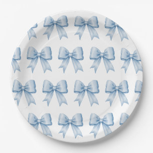 Assiettes En Carton Motif Pale Blue Vintage Satin Bow