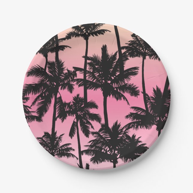 Assiettes En Carton Motif Palm Tree (Devant)
